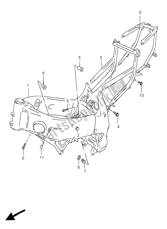 Tutte le parti per il Telaio del Suzuki GSX R 750 1998