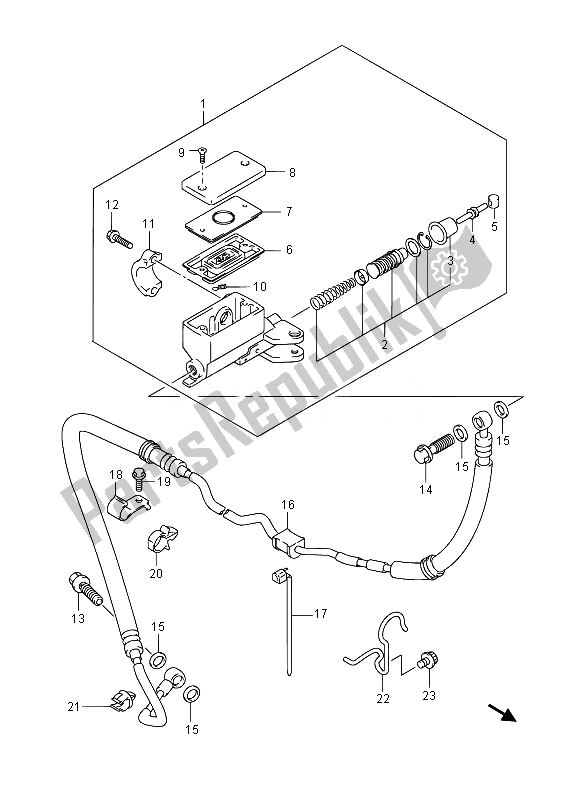Todas as partes de Cilindro Mestre Da Embreagem do Suzuki GSF 1250 SA Bandit 2014