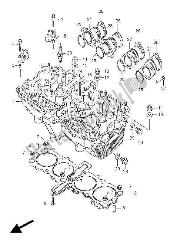 All parts for the Cylinder Head of the Suzuki GSF 1200 Nssa Bandit 1997