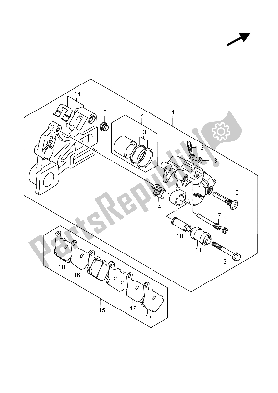 Todas as partes de Compasso De Calibre Traseiro (gsr750aue) do Suzuki GSR 750A 2015