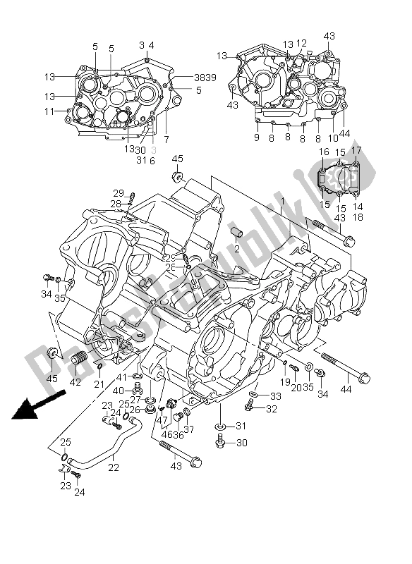 All parts for the Crankcase of the Suzuki VZ 800Z Intruder 2009