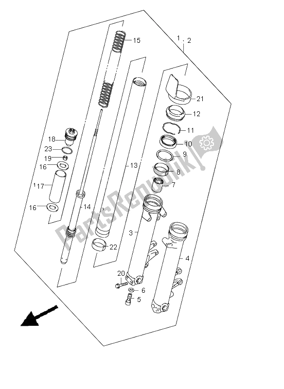 Tutte le parti per il Ammortizzatore Forcella Anteriore del Suzuki GSX 1400 2002