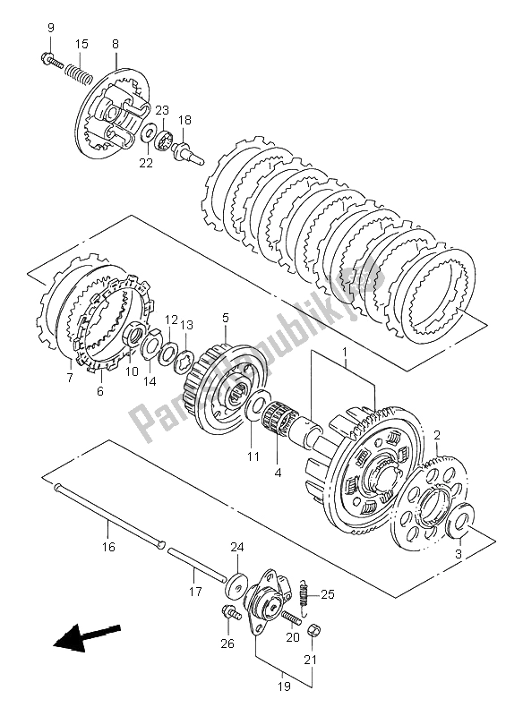 All parts for the Clutch of the Suzuki GSF 600N Bandit 1996