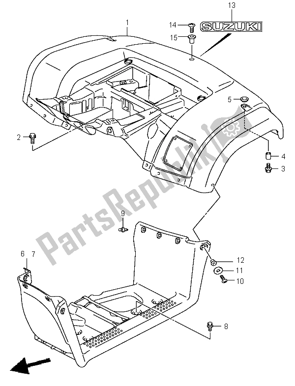 Tutte le parti per il Parafango Posteriore del Suzuki LT A 400 Eiger 4X2 2003