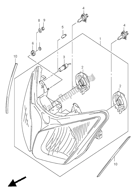 Toutes les pièces pour le Lampe Frontale (e2) du Suzuki DL 1000 V Strom 2004