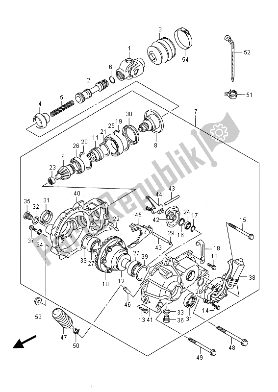 All parts for the Final Bevel Gear (front) of the Suzuki LT A 750 XZ Kingquad AXI 4X4 2014