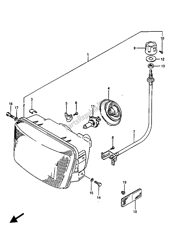 Alle onderdelen voor de Koplamp van de Suzuki GV 1400 Gdgcgt 1986