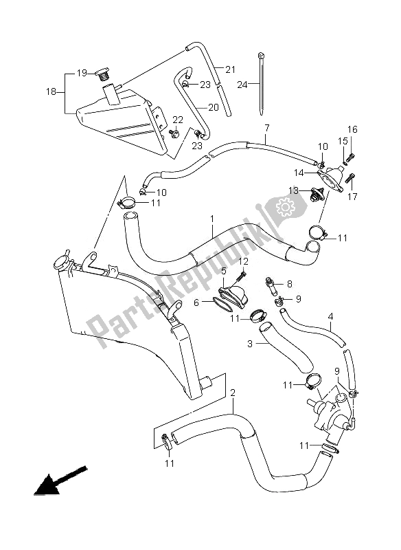 All parts for the Radiator Hose of the Suzuki GSX 1300R Hayabusa 2010