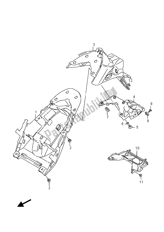 Todas las partes para Guardabarros Trasero de Suzuki SFV 650A Gladius 2015