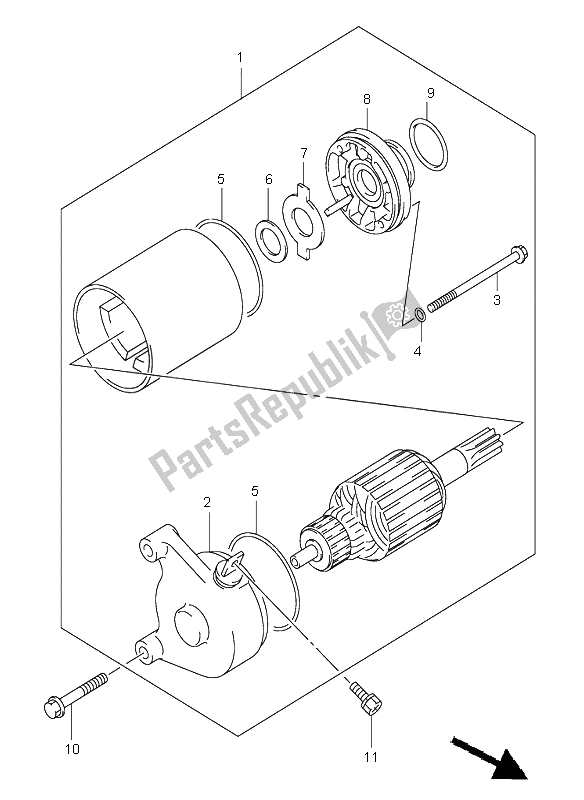 All parts for the Starting Motor of the Suzuki RV 125 Vanvan 2005