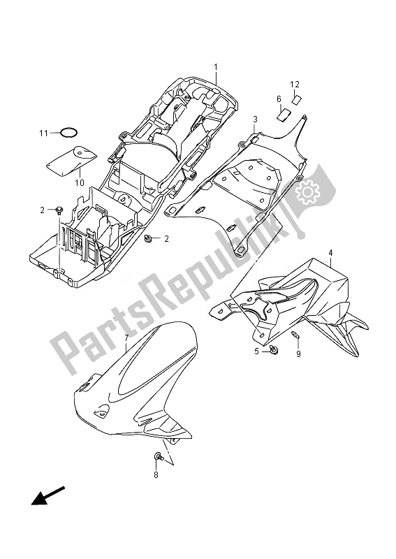 Tutte le parti per il Parafango Posteriore (gsx-r600u) del Suzuki GSX R 600 2014