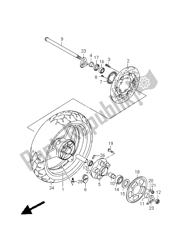 All parts for the Rear Wheel (sv650a-ua-sa-sua) of the Suzuki SV 650 Nsnasa 2009