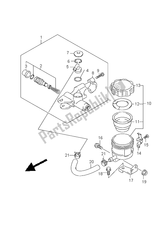 All parts for the Front Master Cylinder (sv650s-su) of the Suzuki SV 650 Nsnasa 2008