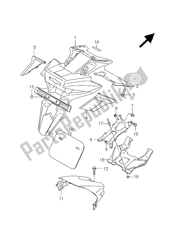 Todas las partes para Guardabarros Trasero Inferior de Suzuki GSX R 750 2009