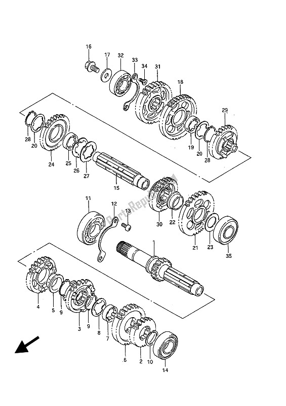 All parts for the Transmission of the Suzuki VS 750 FP Intruder 1988