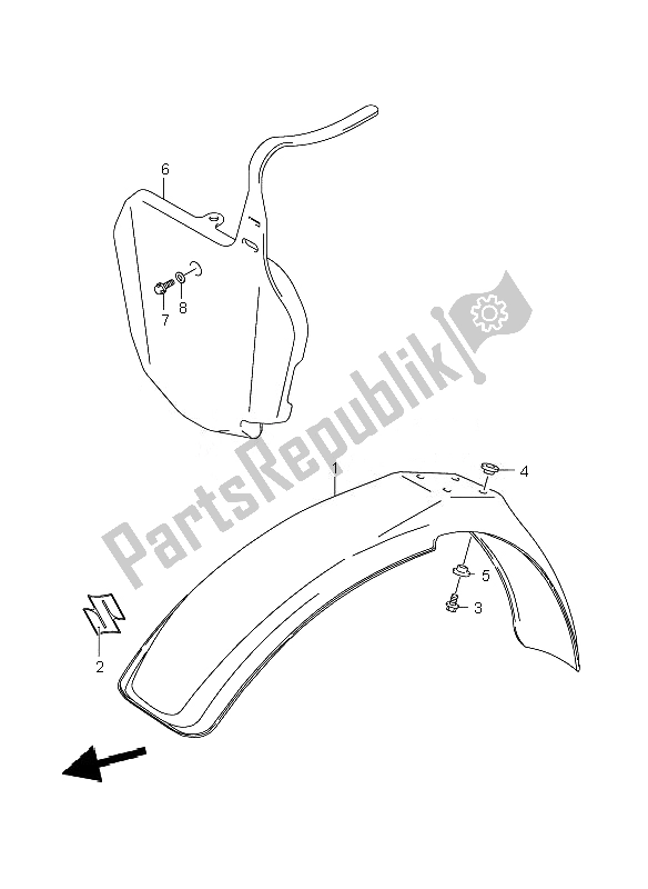 All parts for the Front Fender of the Suzuki RM 85 SW LW 2007