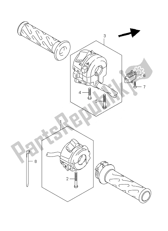 Alle onderdelen voor de Handvat Schakelaar van de Suzuki DL 650A V Strom 2007