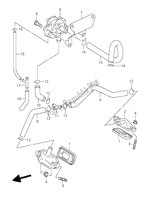 All parts for the Second Air of the Suzuki VL 250 Intruder 2004