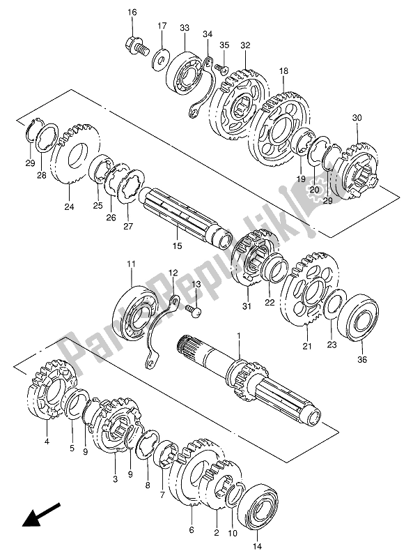 All parts for the Transmission of the Suzuki VS 800 GL Intruder 1992