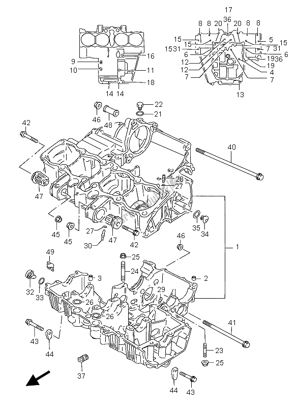 Tutte le parti per il Carter del Suzuki GSX 600F 2005