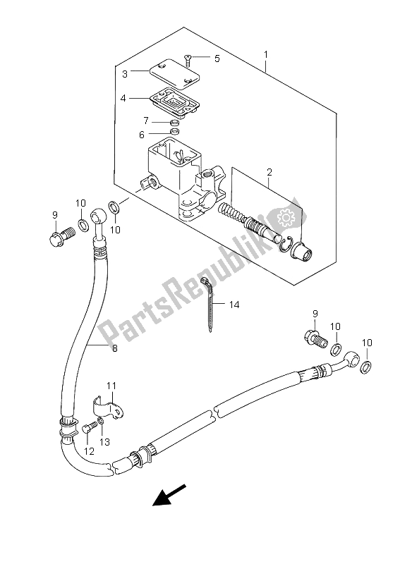 Todas as partes de Cilindro Mestre Traseiro do Suzuki UH 125 Burgman 2005