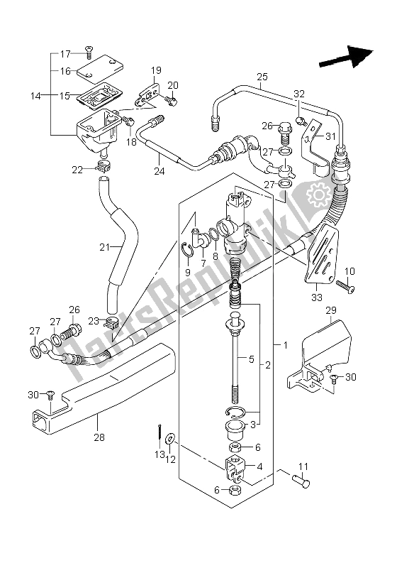 All parts for the Rear Master Cylinder (dl650a E19) of the Suzuki DL 650A V Strom 2011