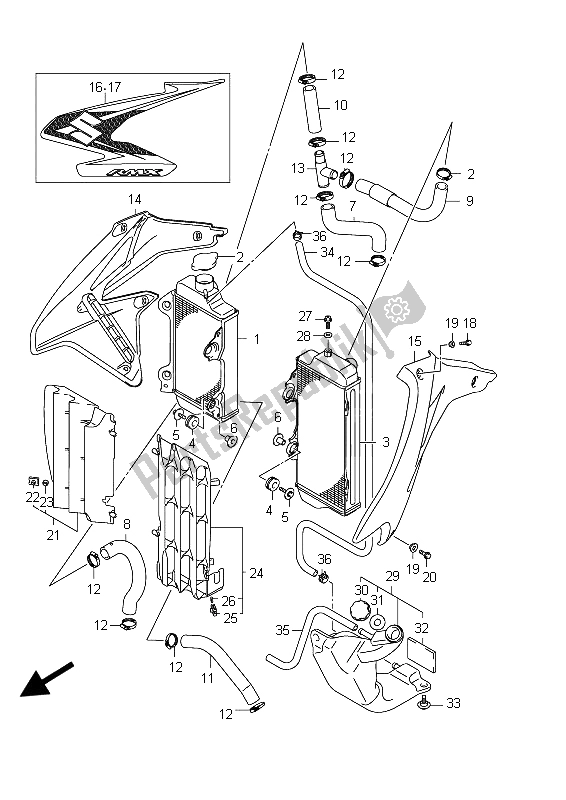 Tutte le parti per il Termosifone del Suzuki RMX 450Z 2012