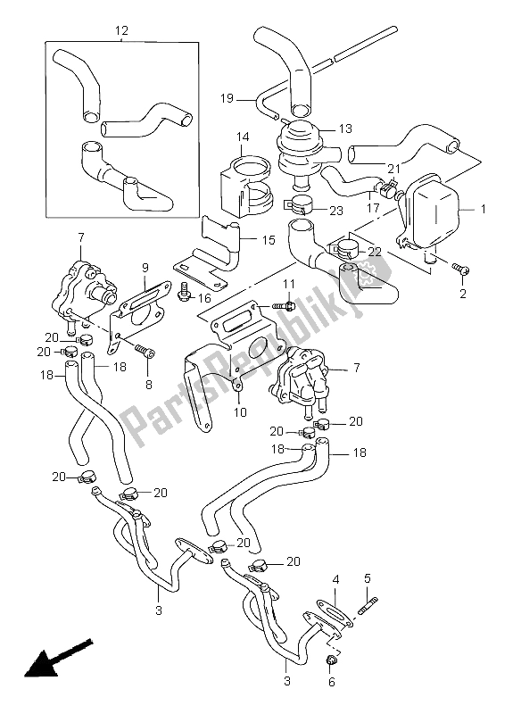 Tutte le parti per il Seconda Aria (gsf1200s E18) del Suzuki GSF 1200 Nssa Bandit 1999