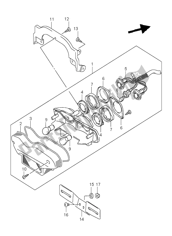 Tutte le parti per il Lampada Di Coda del Suzuki GSF 600 NS Bandit 2002