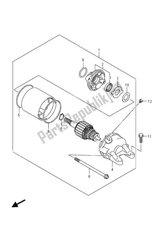 All parts for the Starting Motor of the Suzuki GSX R 1000 2014