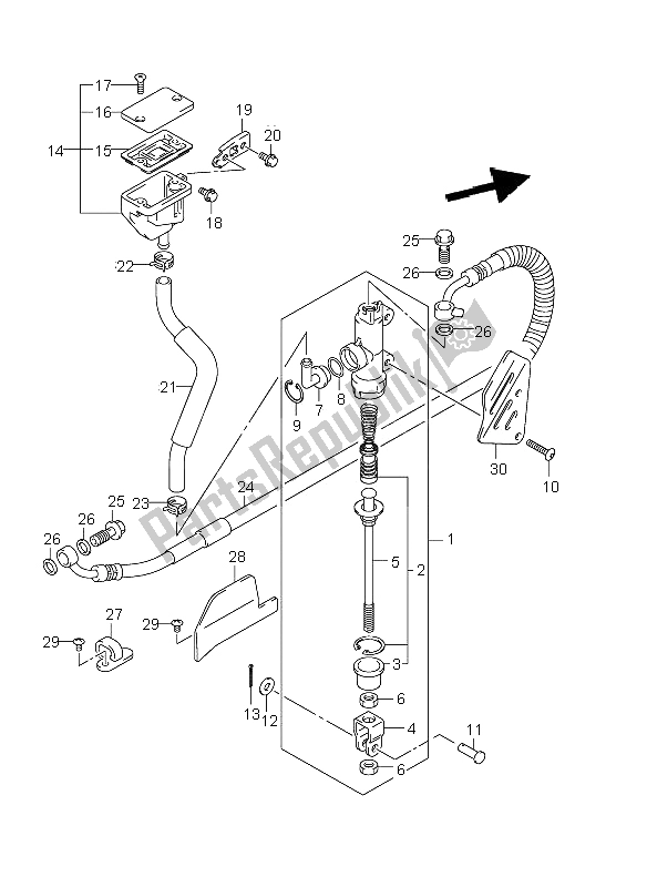 All parts for the Rear Master Cylinder (dl650 E19) of the Suzuki DL 650A V Strom 2011