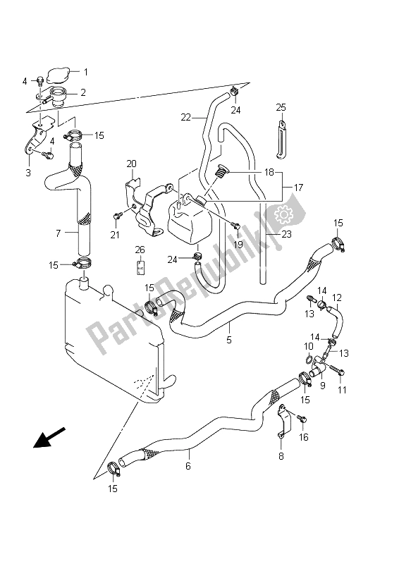 Todas las partes para Manguera Del Radiador de Suzuki Burgman AN 400Z 2008