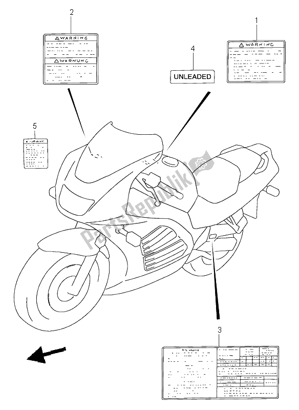 All parts for the Label of the Suzuki RF 900R 1997