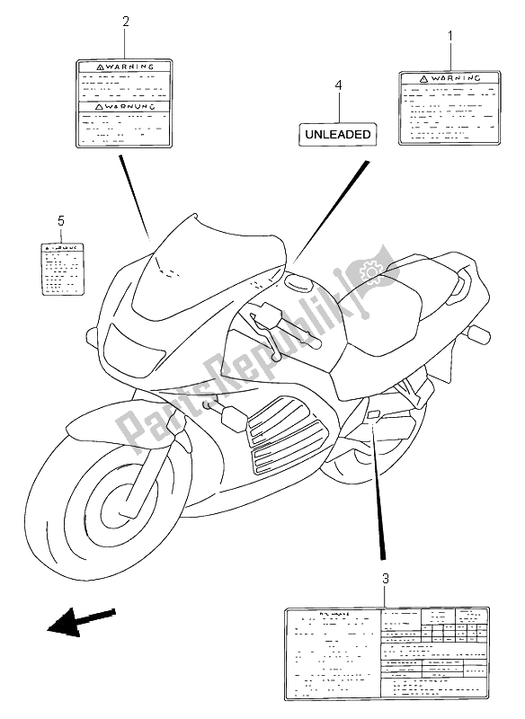 All parts for the Label of the Suzuki RF 900R 1997