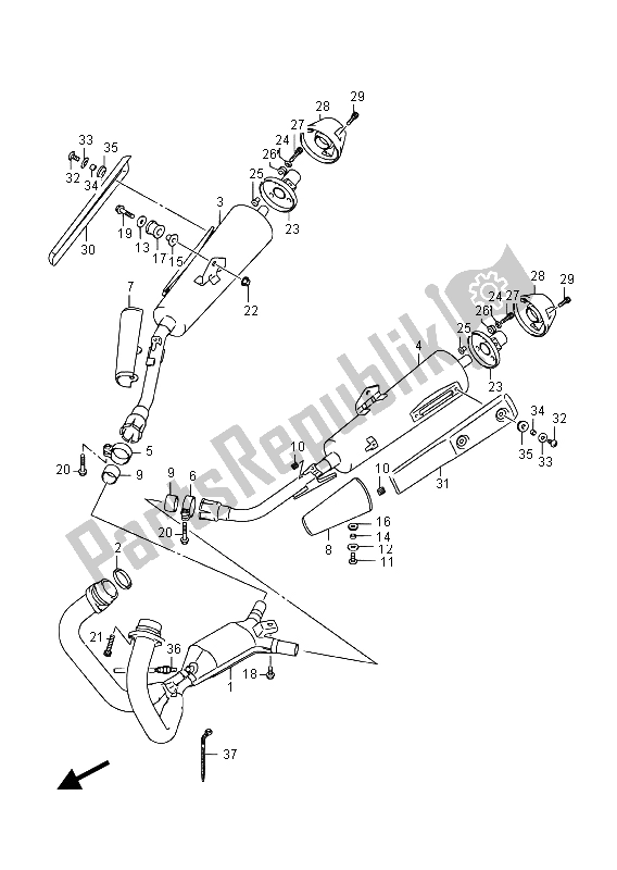 Todas las partes para Silenciador de Suzuki GW 250F Inazuma 2015