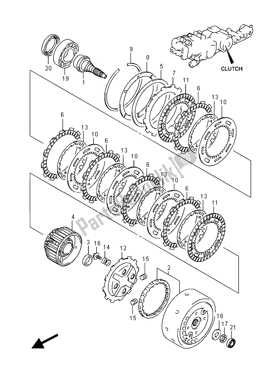 All parts for the Clutch of the Suzuki AN 650Z Burgman Executive 2015