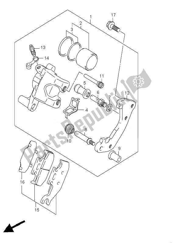 Alle onderdelen voor de Remklauw Vooraan van de Suzuki LT A 750 XZ Kingquad AXI 4X4 2010