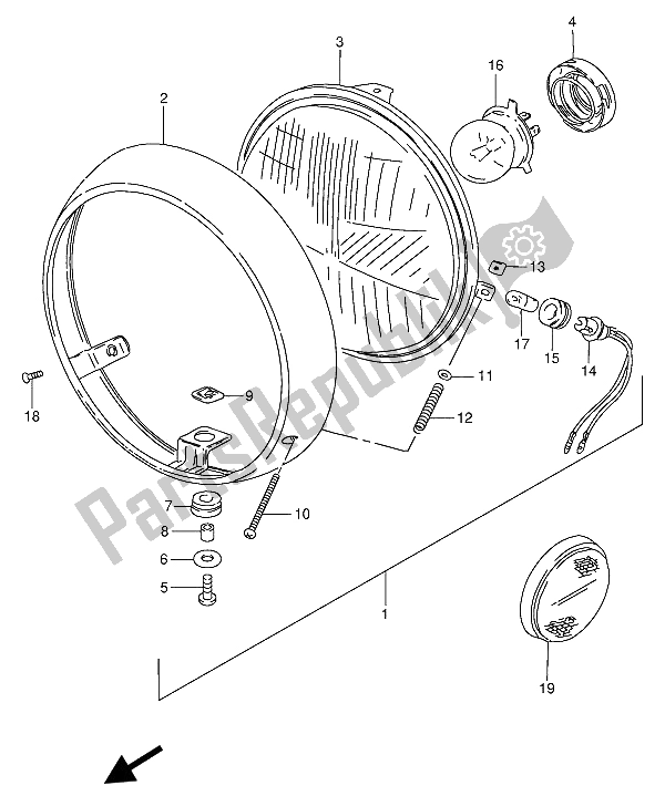 Todas las partes para Faro Delantero (e22-e25-e34-e39-e53) de Suzuki GN 250 1988