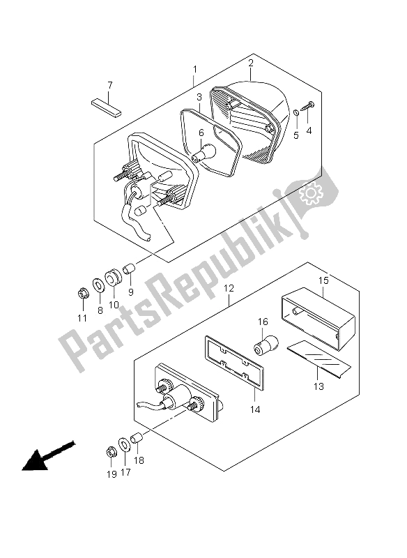 Todas as partes de Lâmpada De Combinação Traseira do Suzuki DR 125 SM 2009