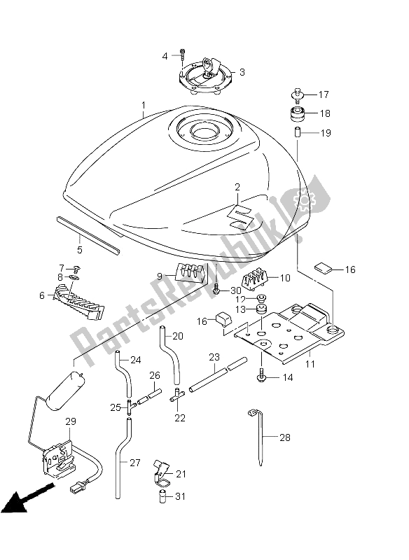 All parts for the Fuel Tank of the Suzuki GSF 650 Nsnasa Bandit 2009