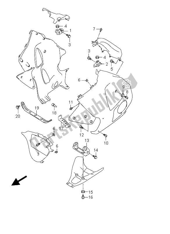 Todas las partes para Bajo Piezas De Instalación De Capota de Suzuki GSX 1300R Hayabusa 2006