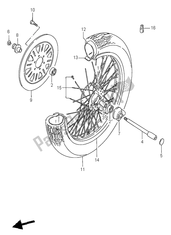 Tutte le parti per il Ruota Anteriore del Suzuki VS 600 Intruder 1995