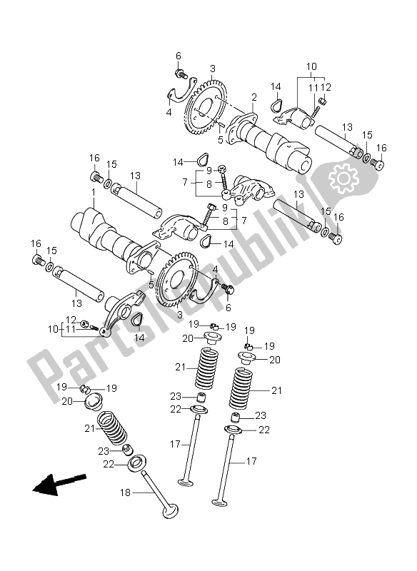 All parts for the Camshaft & Valve of the Suzuki VL 250 Intruder 2001