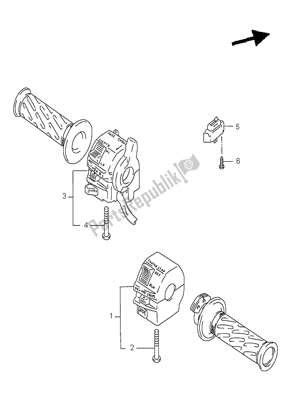 Alle onderdelen voor de Handvat Schakelaar van de Suzuki GSX R 1100W 1996