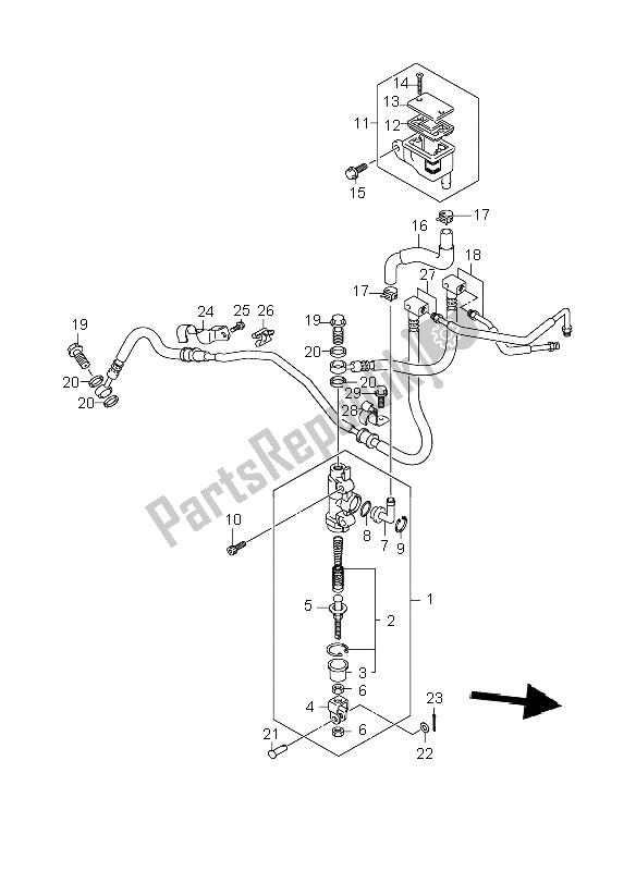 All parts for the Rear Master Cylinder (gsr600a-ua) of the Suzuki GSR 600A 2009