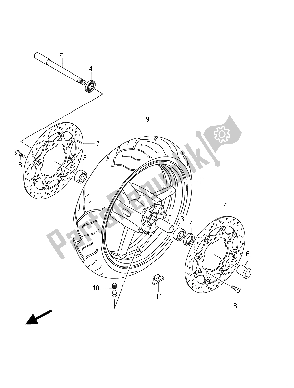 All parts for the Front Wheel (gsf650s) of the Suzuki GSF 650 Sasa Bandit 2011