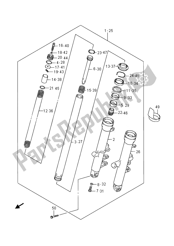 Tutte le parti per il Ammortizzatore Forcella Anteriore (sfv650u) del Suzuki SFV 650A Gladius 2014
