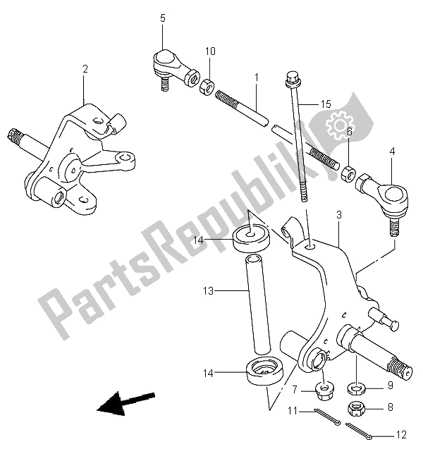 All parts for the Knuckle Arm of the Suzuki LT F 160 Quadrunner 2005