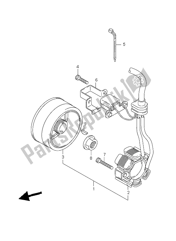 All parts for the Magneto of the Suzuki RM Z 250 2009