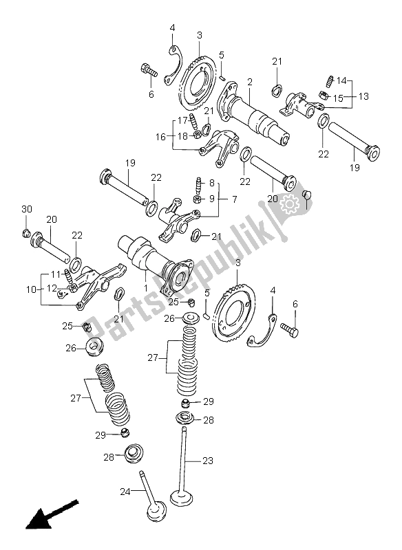 All parts for the Cam Shaft & Valve of the Suzuki VZ 800 Marauder 2000